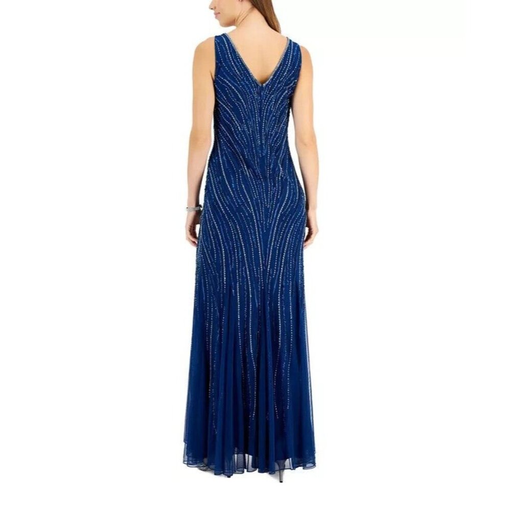 JKara Women's V-Neck Embellished Illusion-Godet Gown size 16 - Picture 2 of 11